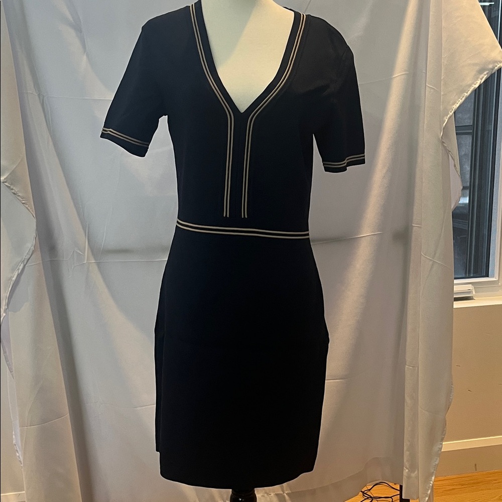 Tristan Black Mini Dress with Gold Trim